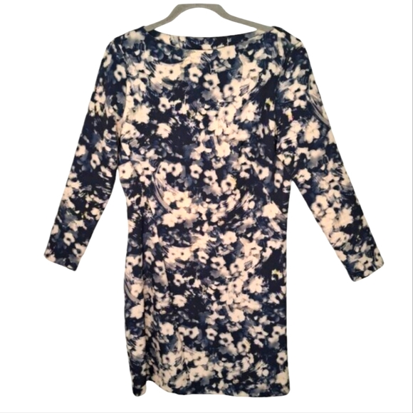 Zara Neutral Floral Print Boat Neck Midi Dress Size Large - Picture 1 of 5